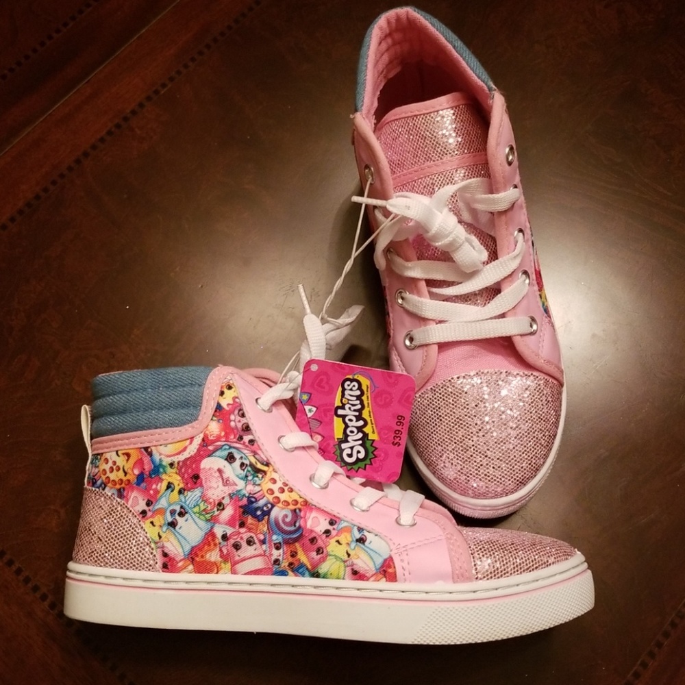 **SOLD*NWT Shopkins pink sparkle high top sneakers - Picture 1 of 8
